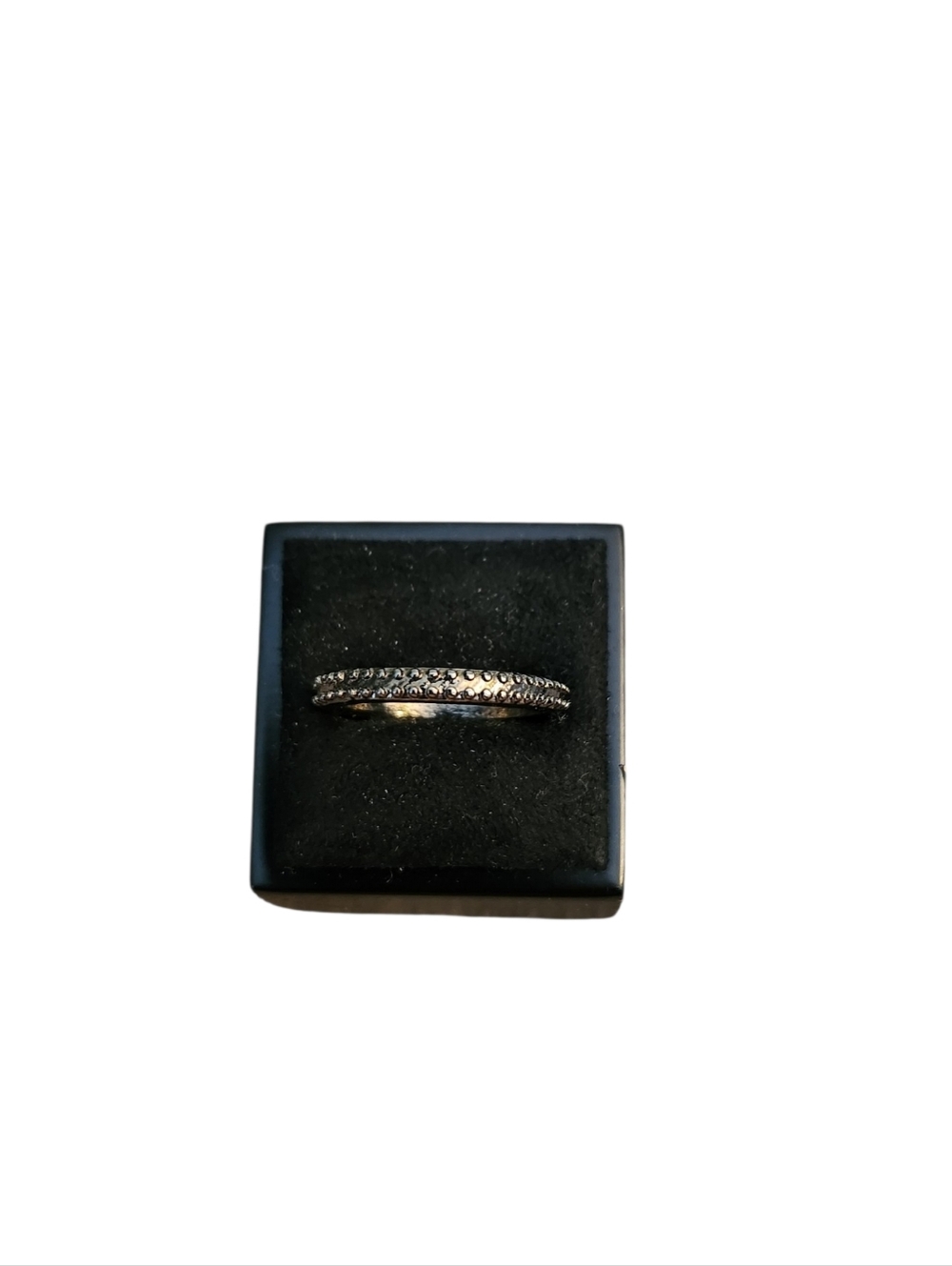 Size 8 Silver Toned Studded Thin Band